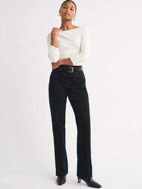 Abercrombie Curve Love High Rise 90s Relaxed Jeans Black Reg Inseam Size 31